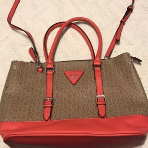 Guess bag- tan and melon colored